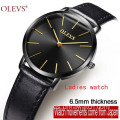 OLEVS, reloj de cuarzo de cuero de lujo para hombre, calendario ultrafino, minimalista, informal, de negocios, relojes delgados para hombre, 2021, Reloj de gran venta